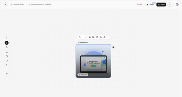 Nicelydone Product Shot Flow - Spaces | Magnific AI screen