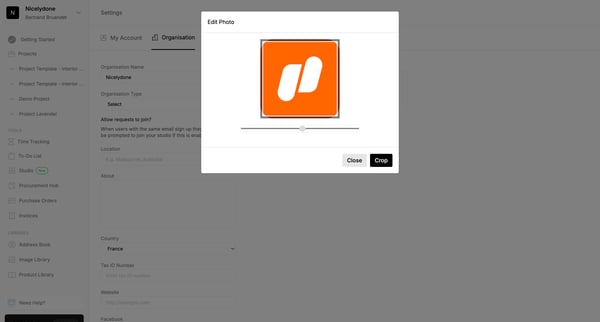 Organization | Programa screen