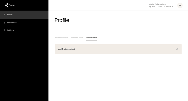 Cache – Profile screen