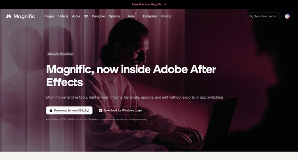 Magnific Plugin for Adobe After Effects | AI Tools in Your Comps screen