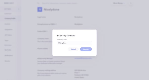 Mercury | Banking for startups screen