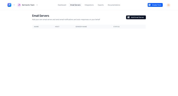 Email Servers from Formcarry