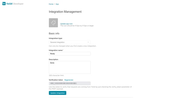 Twist App Management screen