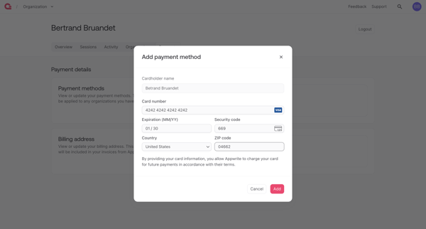 User - Appwrite screen
