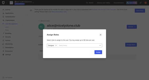 User Details screen