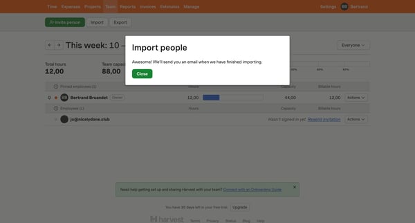 Team Members – nicelydone – Harvest screen