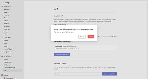 API screen
