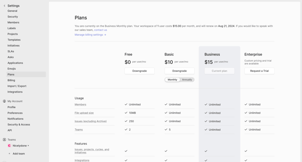 Plans from Linear