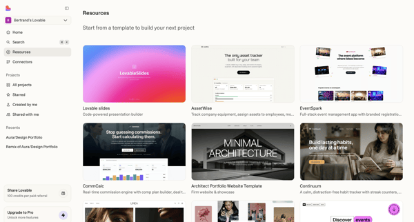 Resources | Lovable screen