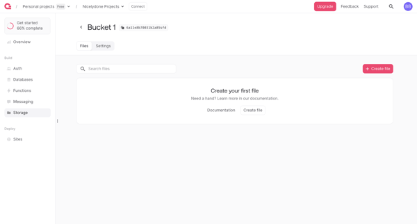 Bucket - Appwrite screen