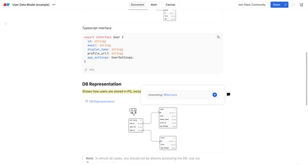 User Data Model example — Eraser screen
