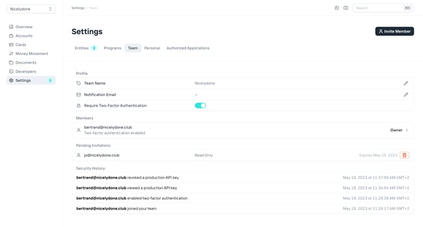 Increase › Settings screen