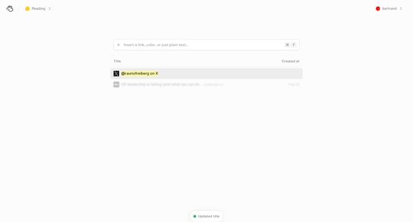 Reading – Basic Bookmarks screen