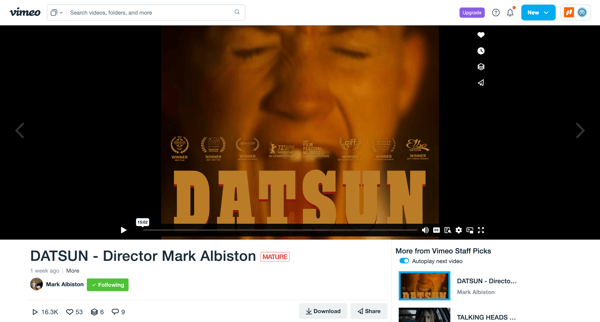 DATSUN - Director Mark Albiston on Vimeo screen