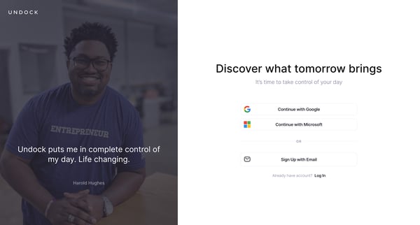 Login | Undock screen