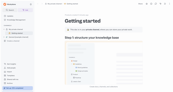 Getting started screen