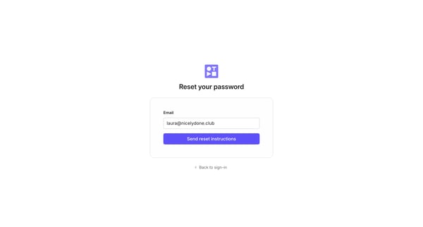 Reset your password screen