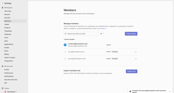 Members screen