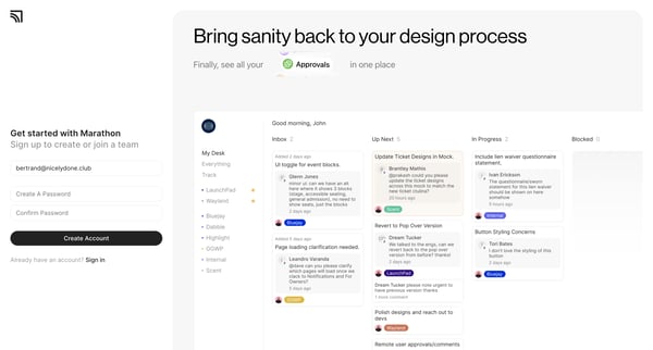 Register ‐ Marathon screen