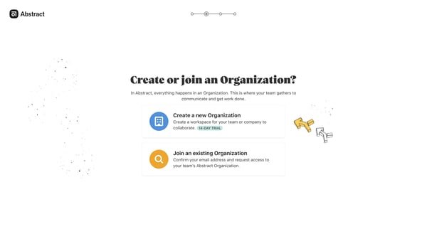 Create or join organisation screen