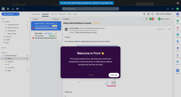 Product Tour | Front screen