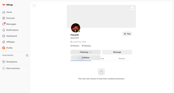 Peka09 | Whop screen