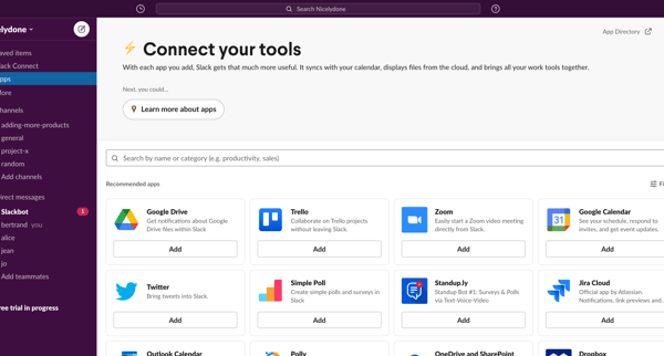 Slack | Apps Nicelydone 1 new item from Slack