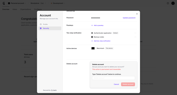 Dashboard | Clerk.com from Clerk