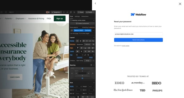 Contact Webflow Sales team | Webflow screen