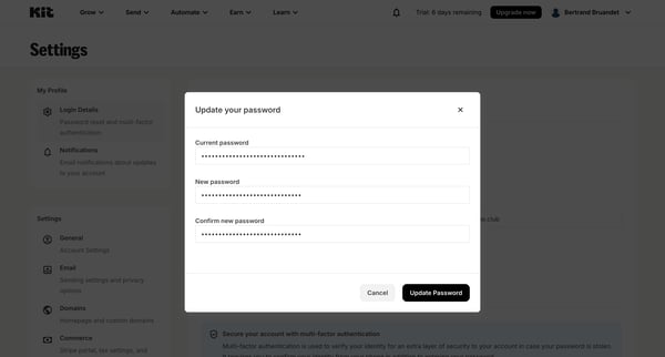 Account Settings - Kit from Kit
