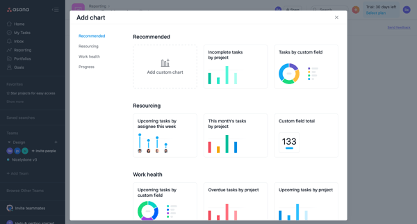 New Dashboard - Asana screen
