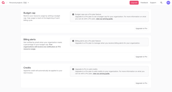 Organizations - Appwrite screen