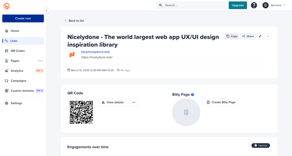 Bitly | Links screen