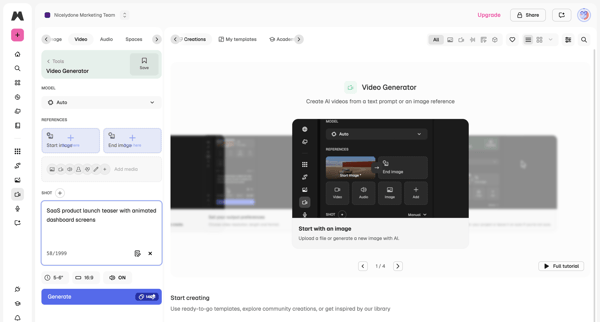 Video Generator I Magnific AI screen