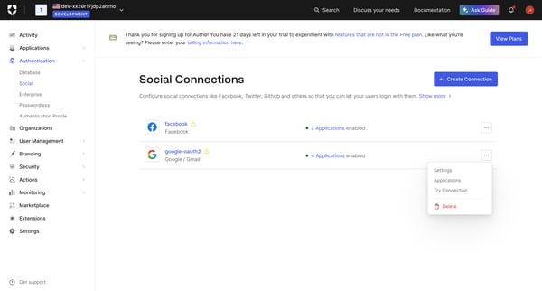 Social Connections screen