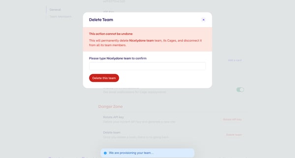 Evervault | Settings screen