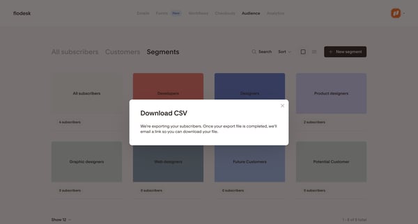 Segments | Flodesk screen