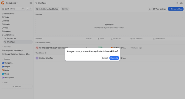 Workflows - Attio screen