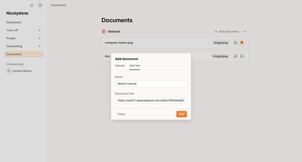 Documents | Aboard screen