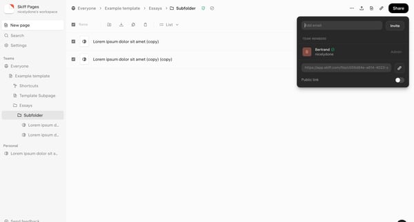 Subfolder - Skiff screen