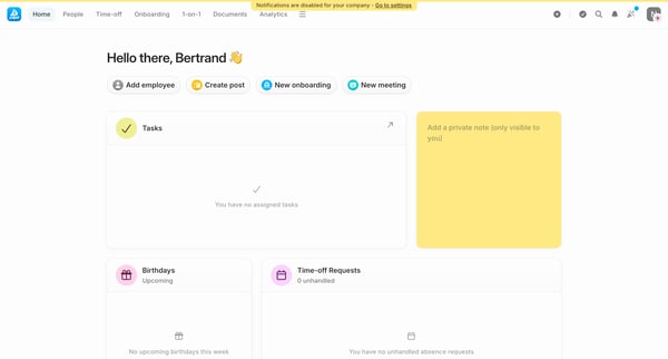 Dashboard | Aboard screen