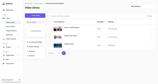 Video Library - Gumlet screen