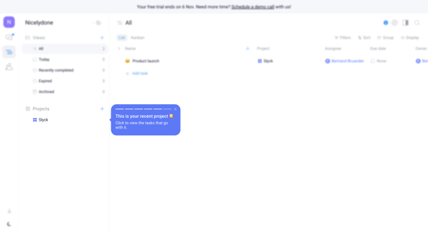 Nicelydone - Tasks screen