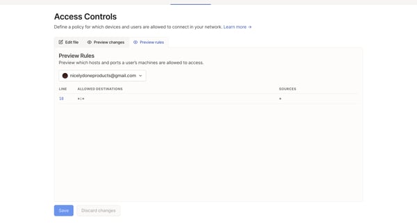 Access Controls - Tailscale screen