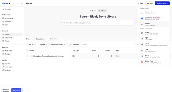 Library · Dock screen