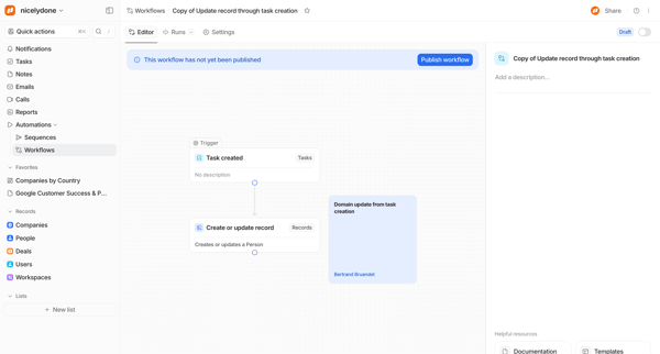 Copy of Update record through task creation - Attio screen