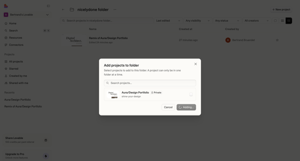 Projects | Lovable screen