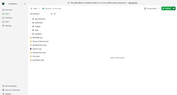 Editor - Mintlify screen