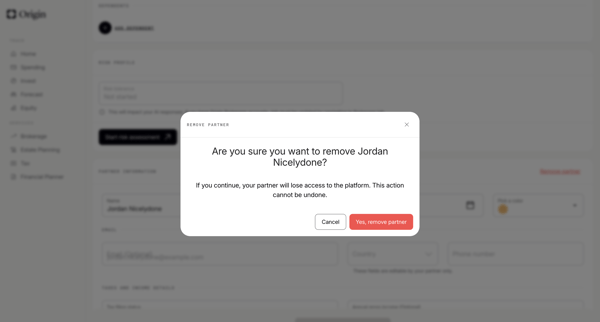Origin Financial screen