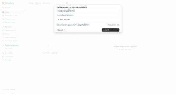 Invite people - Height screen